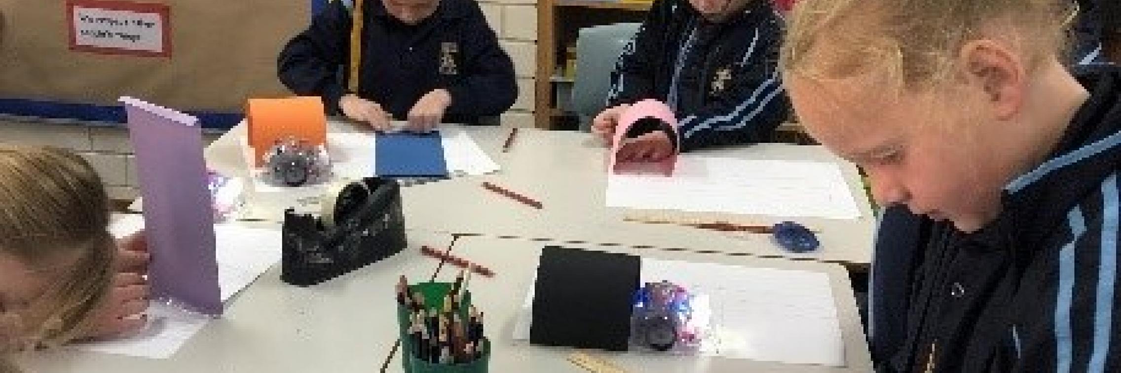 students with bluebots at Our Lady of Visitation School SA
