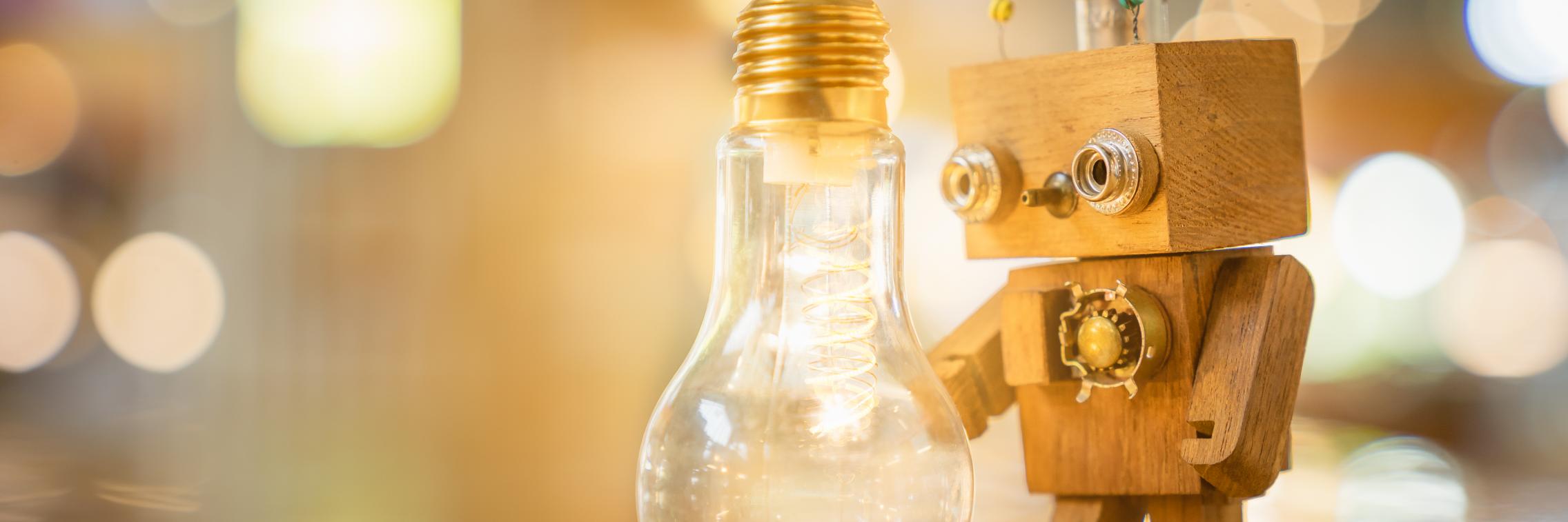 robot and lightbulb