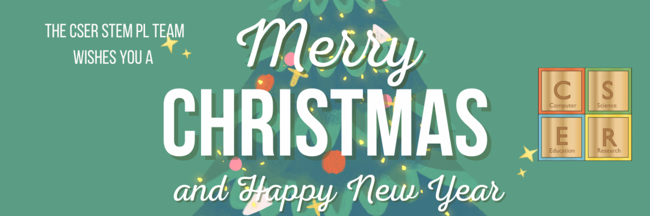 christmas tree with message and cser logo