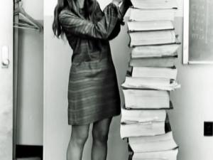 Margaret Hamilton with her code for Apollo mission. Credit NASA