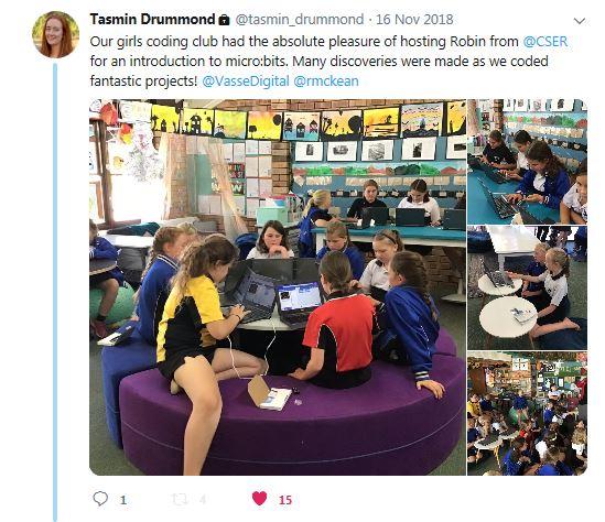 Vasse Primary school students using micro:bits kits at coding club