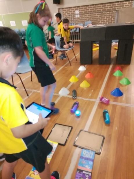 Students using spheros