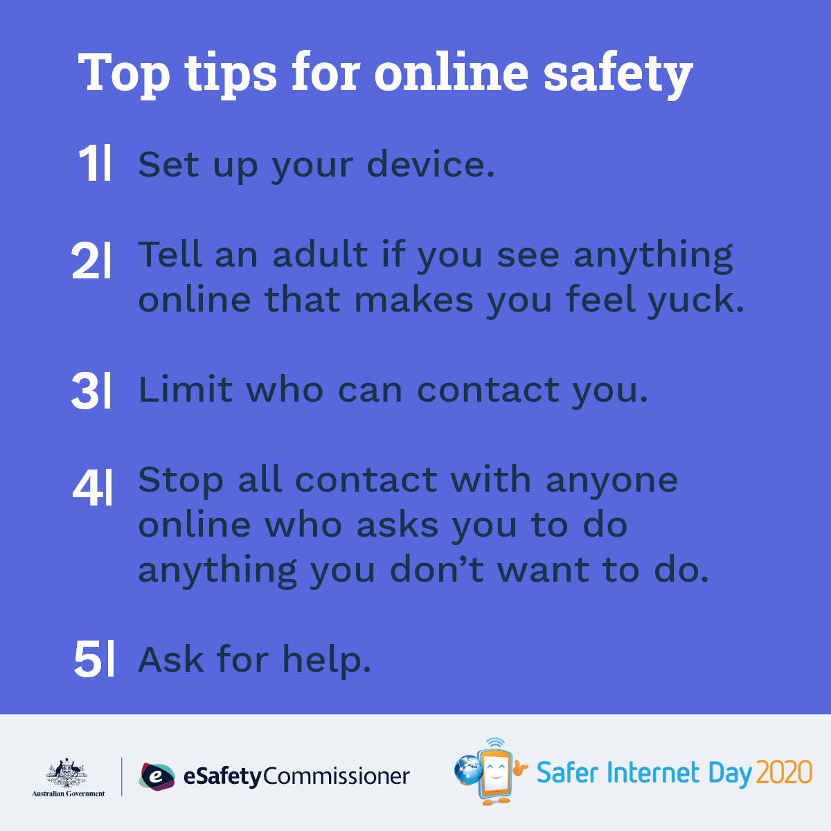 top tips for younger students on esafety
