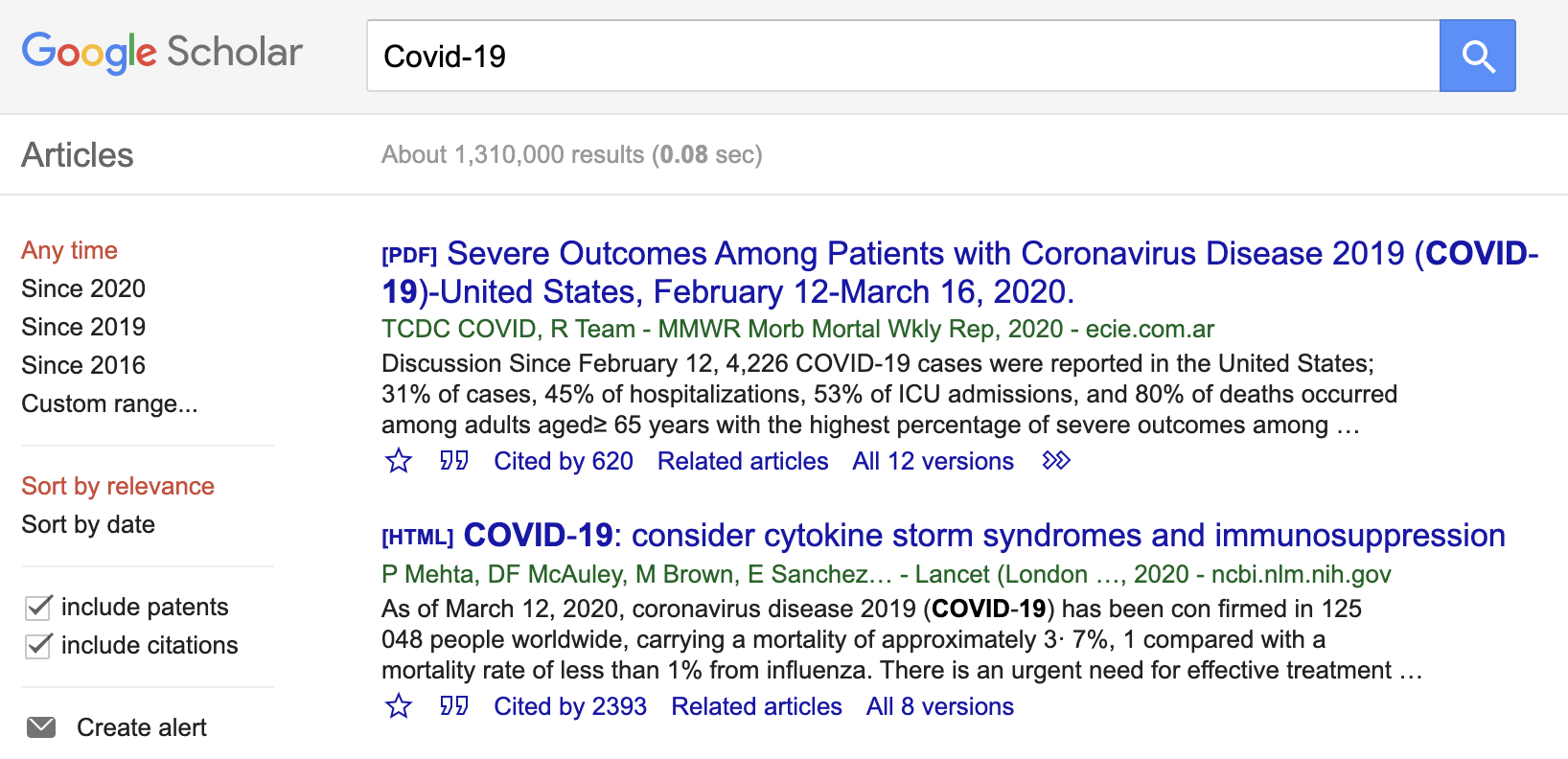 Google Scholar search