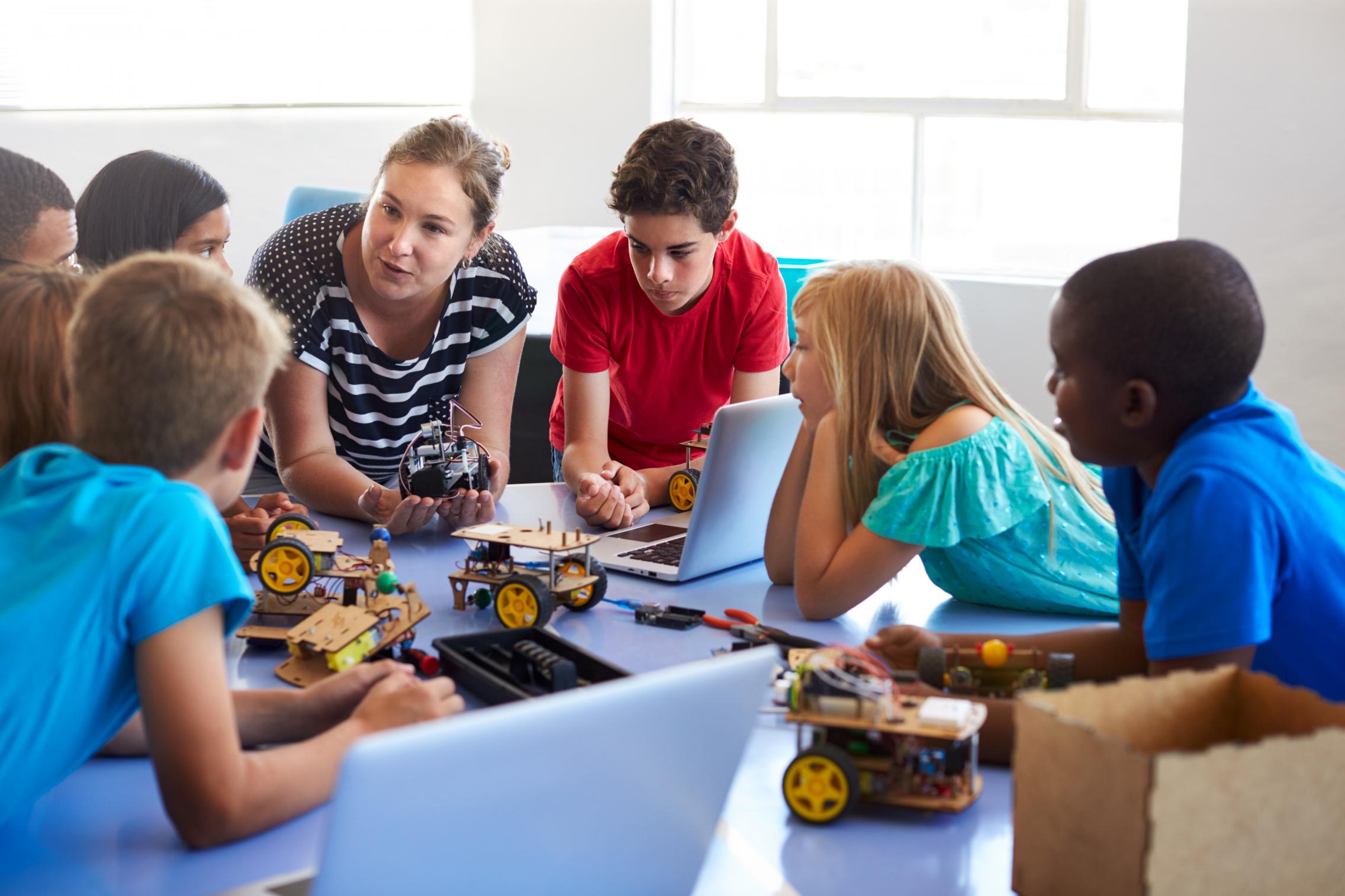 teacher with students