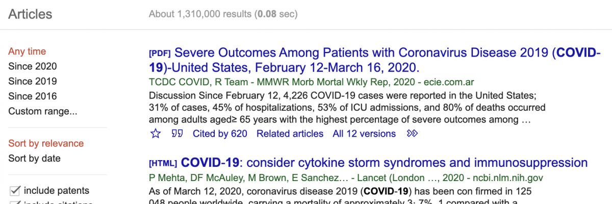 Google Scholar search