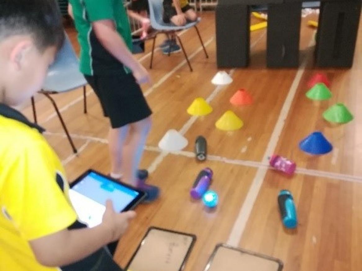 Students using spheros