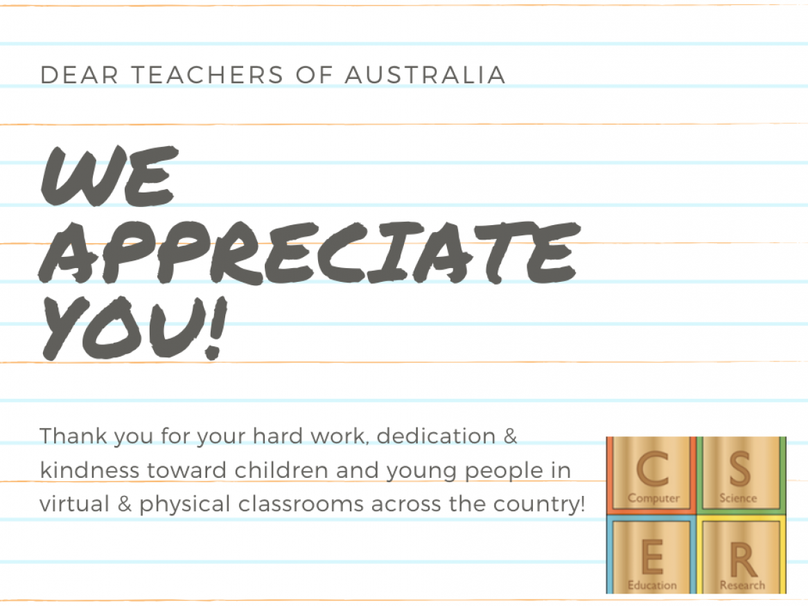 thank you note to teachers from CSER